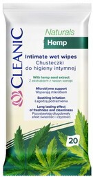 CLEANIC Naturals Hemp Chusteczki do higieny intymnej, 20szt.