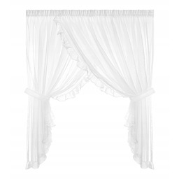 Biała Firana Z Falbankami Na taśmie Na szynie