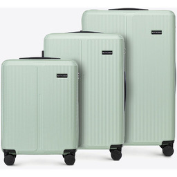 Zestaw walizek z ABS-u w drobne paski miętowy