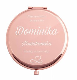 Lusterko okrągłe różowe z grawerem dla przyjaciółki