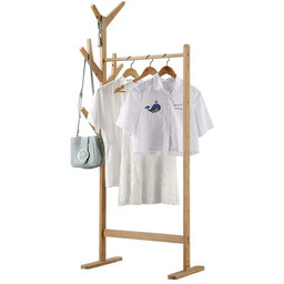 Regał na ubrania z wieszakiem stojącym bambus HF-LR208