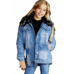 Małami Mała MI Ciepła Kurtka Jeans Katana Odpinane