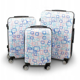 Walizki Zestaw Biala W Kwadraty