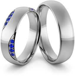 Obrączki ślubne palladowe 5 mm z szafirami -