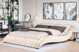 Łóżko tapicerowane MODENA LED (839) nowoczesne 140x200 Welur