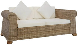 Elior Brązowa 2-osobowa sofa z rattanu - Marvivo