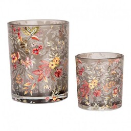 Szklane Lampiony Na Tealight w Kwiaty E 2