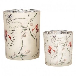 Szklane Lampiony Na Tealight w Kwiaty F 2