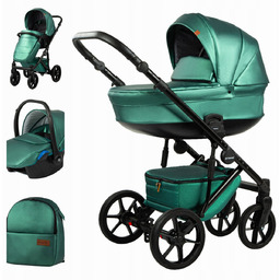 Wózek Dziecięcy MOMMO DELUXE 3w1 Zielona Ekoskóra