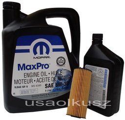 Olej MOPAR MaxPro 5W30 oraz oryginalny filtr Chrysler