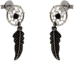 Delikatne wiszące oksydowane srebrne kolczyki łapacz snów dreamcatcher
