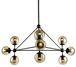 Lampa wisząca PLANETARIO 10 czarna - klosze dymione