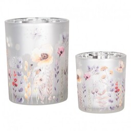 Szklane Lampiony Na Tealight w Kwiaty G 2