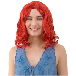Peruka kręcone włosy - czerwona - 1 szt.