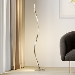 Lampa Podłogowa Lindby, Criostal, ściemnialny, metaliczny, salon, aluminium,