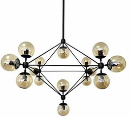 Lampa wisząca PLANETARIO 15 czarna - klosze dymione