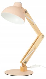 Lampka biurkowa drewniana E27 pastelowa różową