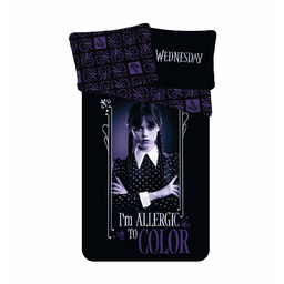 Jerry Fabrics Pościel bawełniana 140x200 Wednesday czarna fioletowa