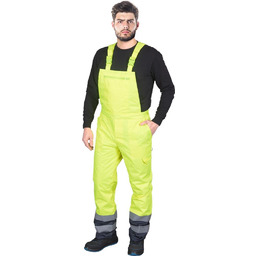 BLUE-YELLOW-B - Spodnie ogrodniczki zimowe, z pasami odblaskowymi