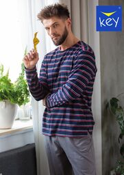 Piżama męska bawełniana z bluzką w paski MNS