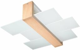 Sollux Plafon LAMPA sufitowa SL.0076 szklana OPRAWA drewno