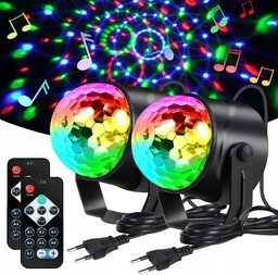 Kula Dyskotekowa Led Disco Reflektor Rgb Zestaw x2