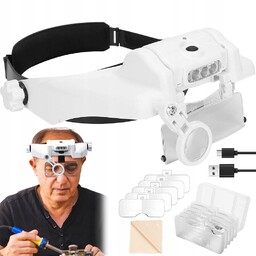 Lupa Nagłowna Akrylowa 1X-14X Z Lampą Led Regulowanym