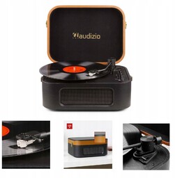 Gramofon Retro w walizce z bluetooth głośnikami oraz