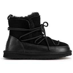 Damskie botki sznurowane z futerkiem czarne