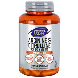 NOW FOODS L-Arginine L-Citrulline, 120 kapsułek