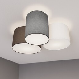 Lampy sufitowe Lindby, Laurenz, ściemnialny, szary, salon, tkanina