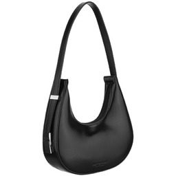 Listonoszka-bagietka damska ze skóry ekologicznej w czarnym kolorze