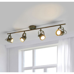 Lampy sufitowe Lindby, Leonor, ściemnialny, antyczny mosiądz, salon,