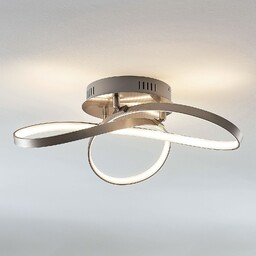 Lampa Sufitowa Lindby, Saliha, ściemnialny, metaliczny, salon, aluminium,