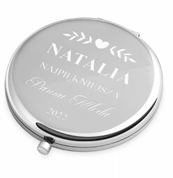 Lusterko okrągłe srebrne z grawerem dla niej