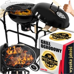 Grill Węglowy Na Brykiet Ogrodowy Zamykany Pokrywa Popielnik