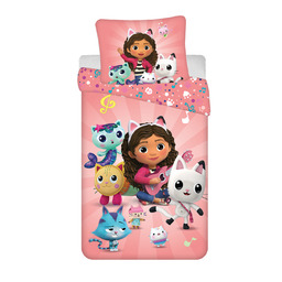 Jerry Fabrics Pościel bawełniana 140x200 Koci domek Gabi