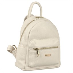 VEZZE Plecak damski jasno beżowy ze skóry naturalnej
