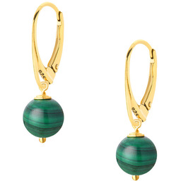 Złote kolczyki z naturalnym malachitem