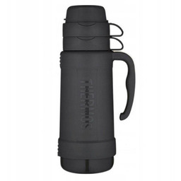 Thermos szklany termos z dwoma kubkami czarny
