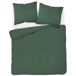 Pościel adamaszkowa 160x200 oliwkowa jednobarwna paski 1 cm