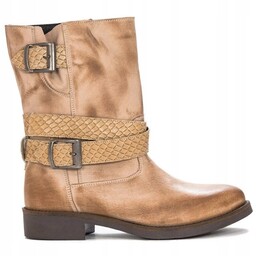 Kozaki Maciejka skórzane 03953-44 Camel beż r.39