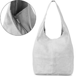 Włoska Torebka worek Skórzana zamsz Naturalny musztarda U35