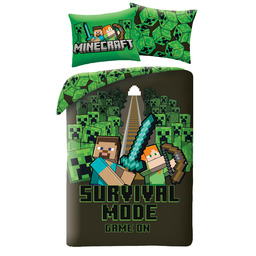 Halantex Pościel dziecięca 140x200 Minecraft zielona czarna poszewka