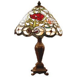 Clayre&Eef Lampa stołowa tiffany FLORA, multikolor, salon /