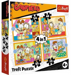 Puzzle 4w1 Garfield kocha lazanie