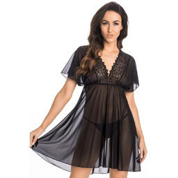 Koszula nocna wiązana Emma czarna, Teyli