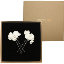 Kokówki kwiaty PEONY silver ozdoba ślubna Handmade Collection