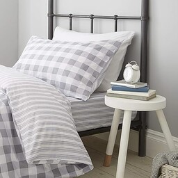 Catherine Lansfield Check and Stripe Grey komplet pościeli