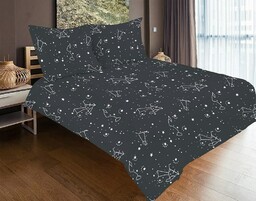 Matex Pościel satynowa 140x200 czarna biała gwiazdozbiór zodiak